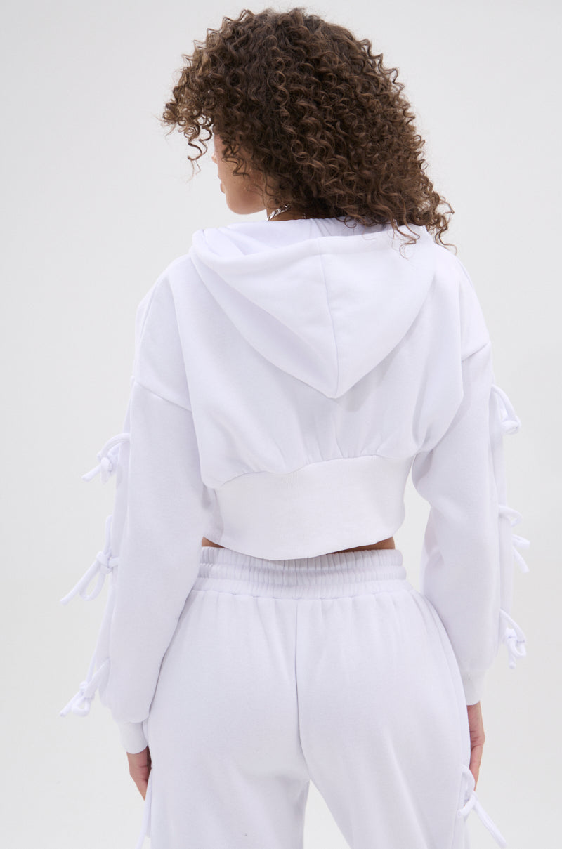 TIE ME UP HOODED ZIP UP SWEATSHIRT