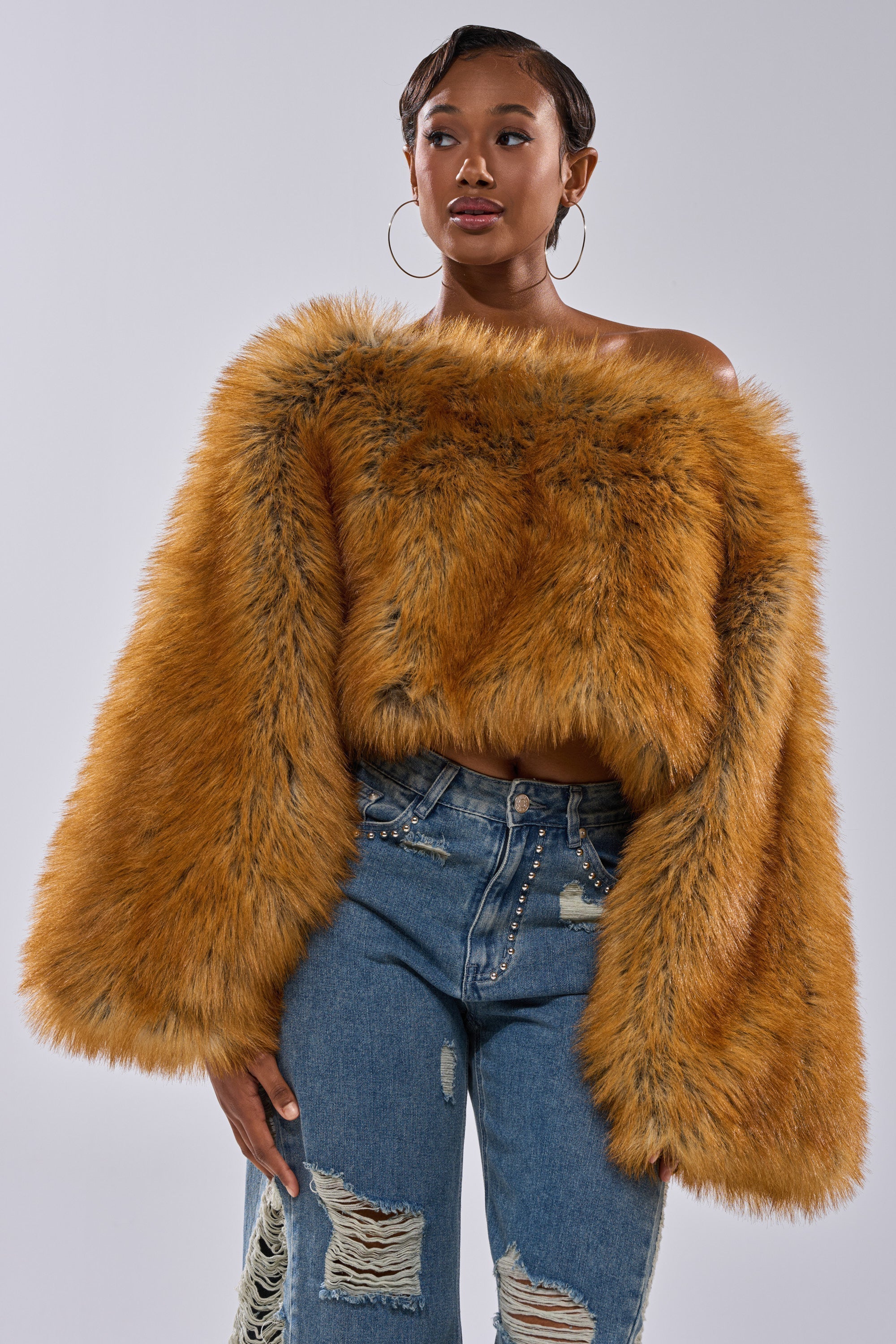 SNOW DAY FAUX FUR SWEATER