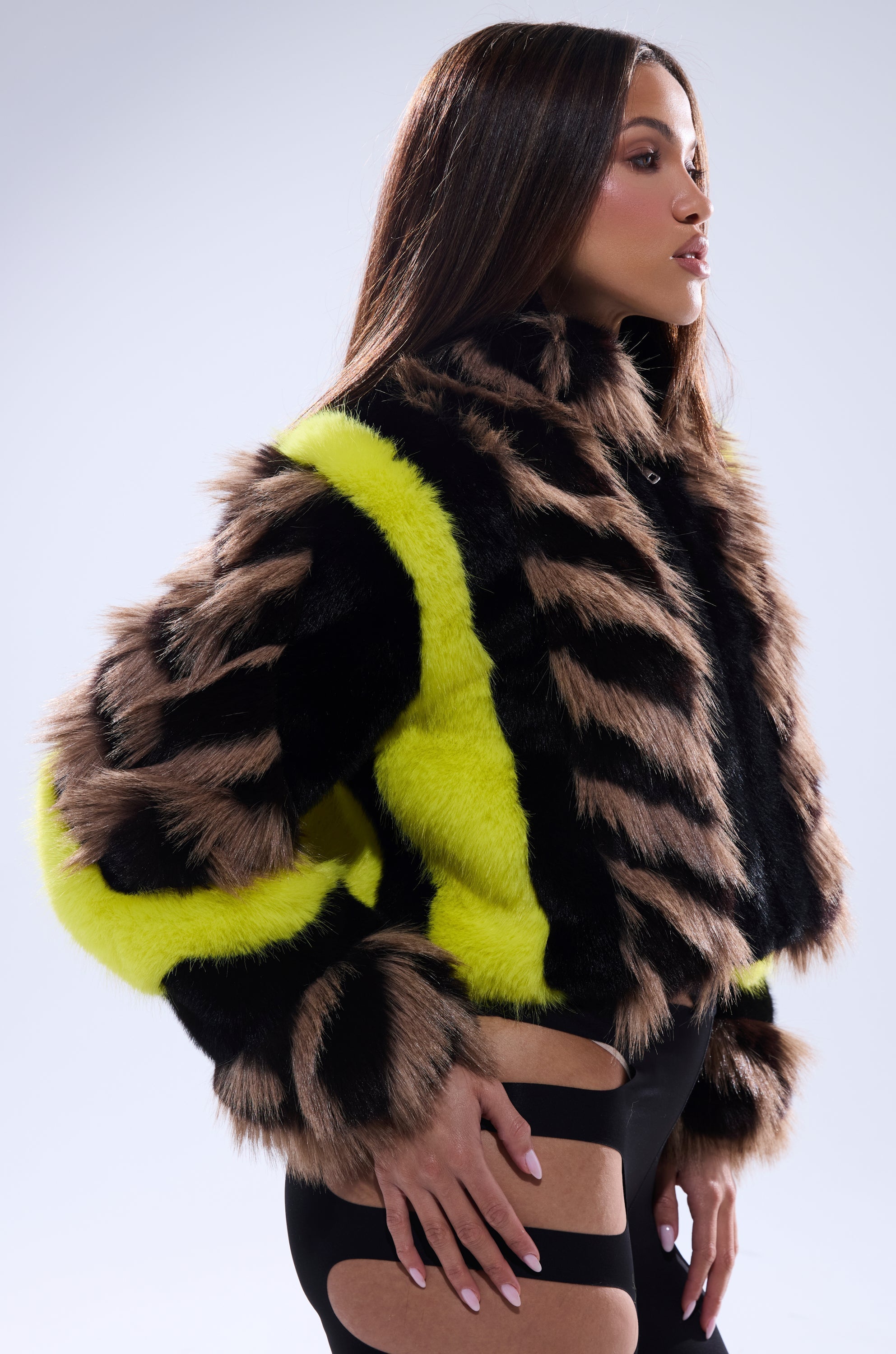 MISS ME WITH THAT PANELED FAUX FUR