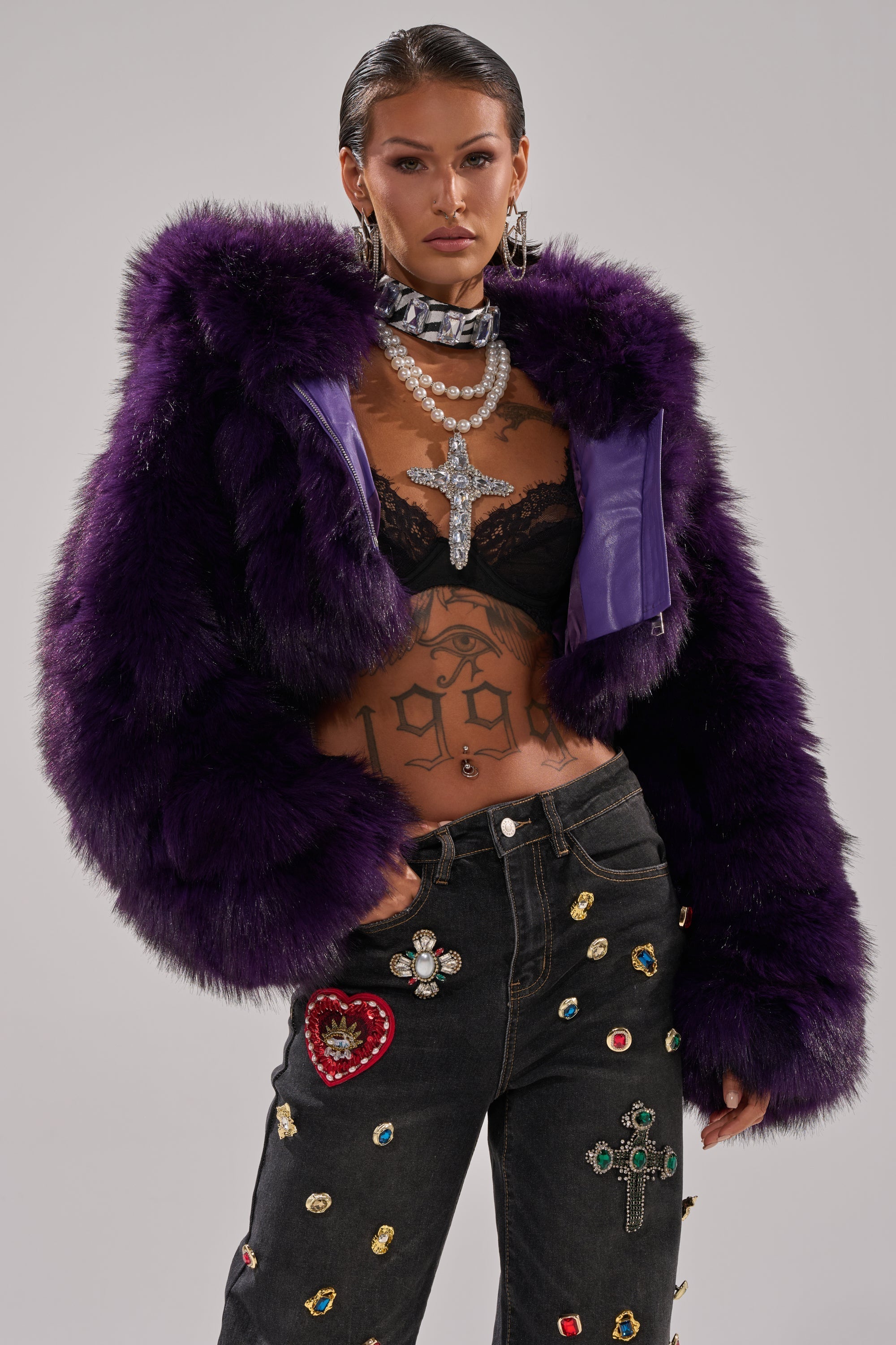 JUST A FLING CROPPED FAUX FUR