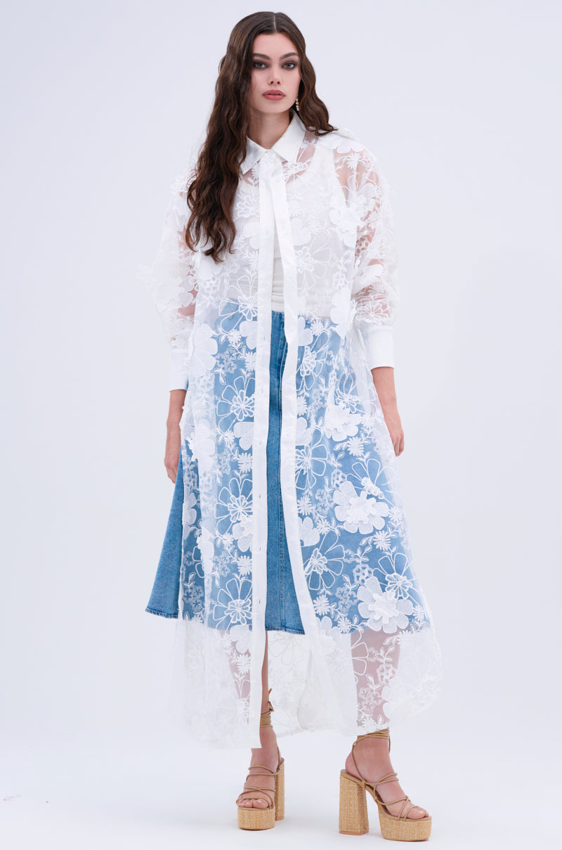 LACE BUTTON UP