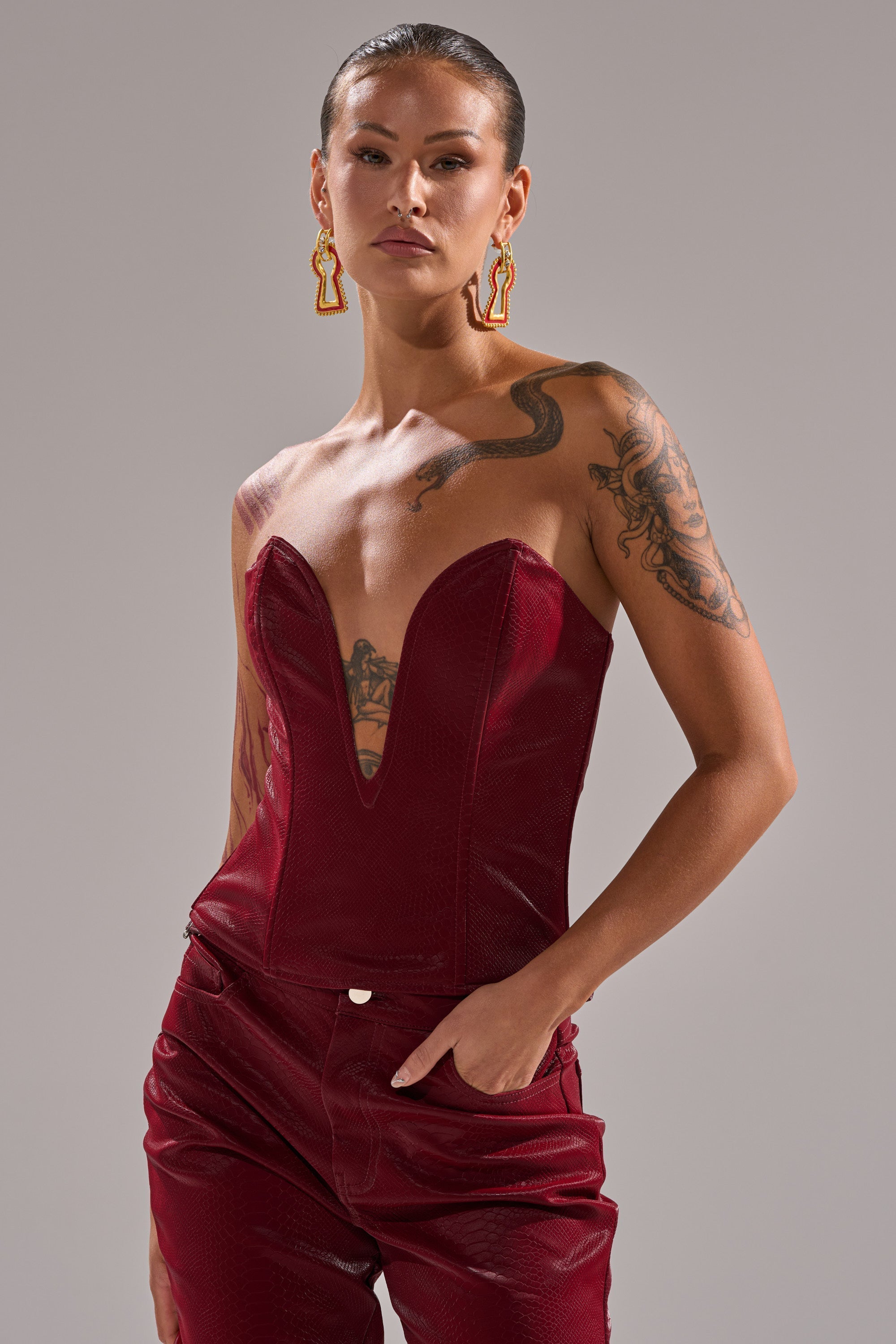 TOO HOT FOR YOU FAUX LEATHER CORSET