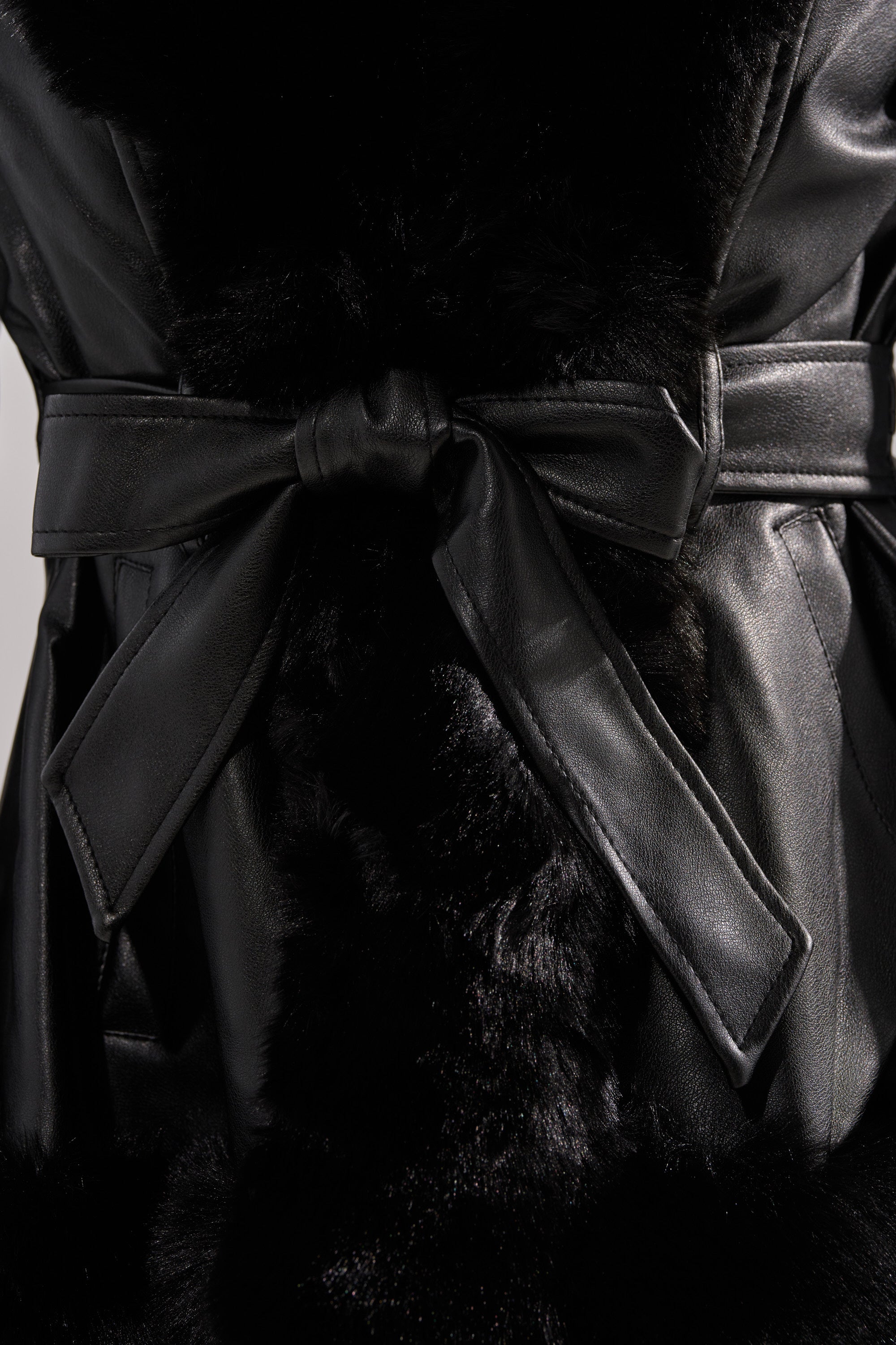 KENZY FUR TRIM PEPLUM MOTO IN BLACK
