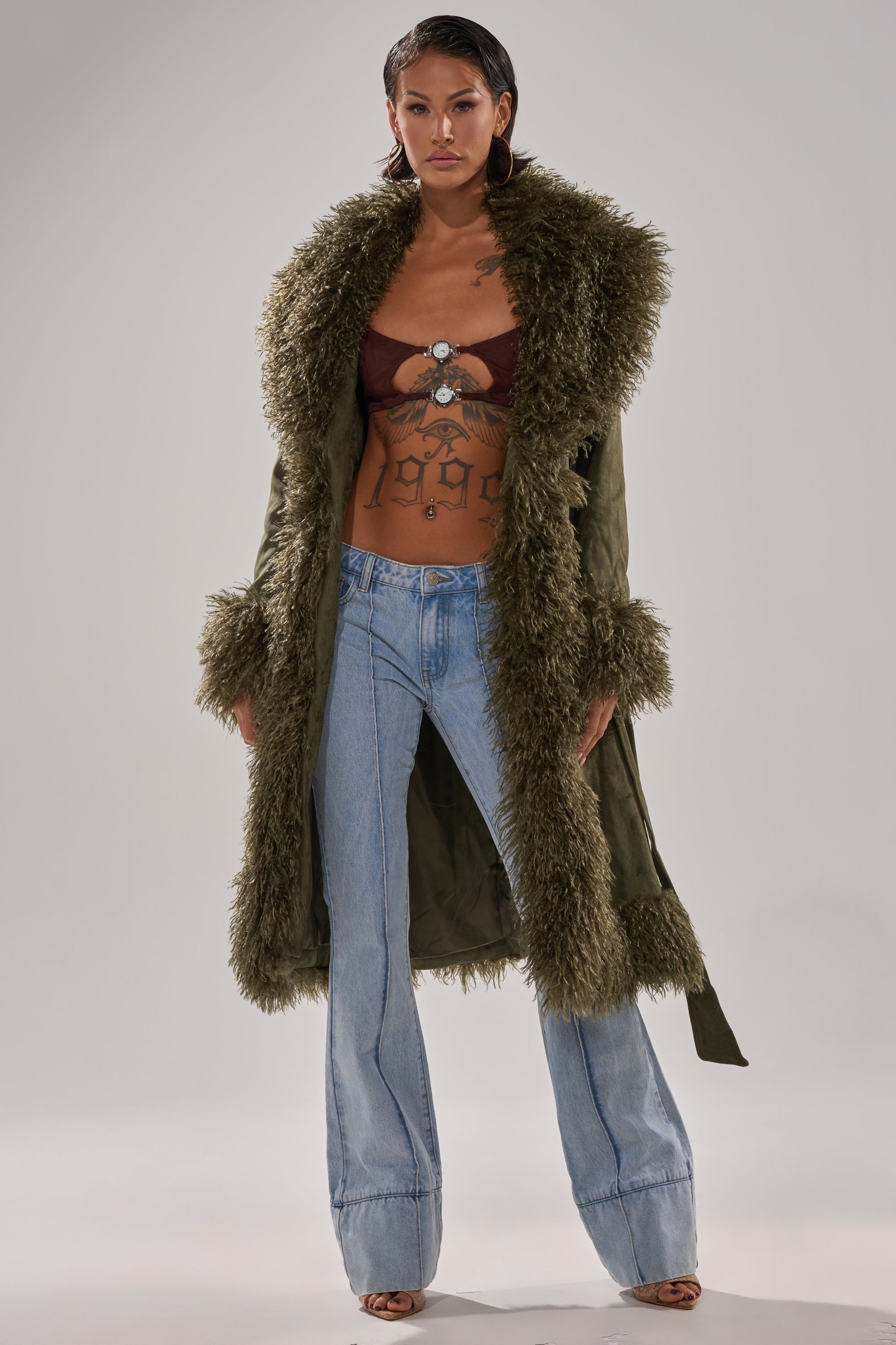 JADE FUR TRIM TRENCH