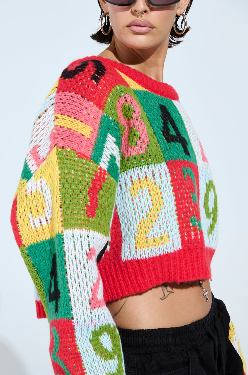 TOO MANY NUMBERS SWEATER