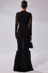 RUNAWAY BRIDE MESH FUR MAXI DRESS