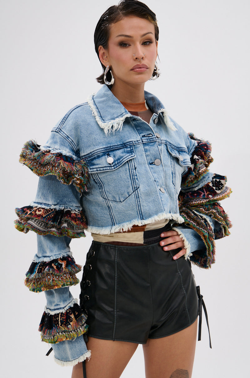 STACKED TAPESTRY DENIM JACKET