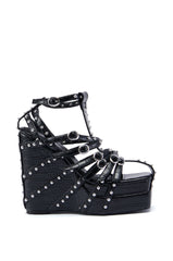 AZALEA WANG TITANIA BLACK WEDGE SANDAL