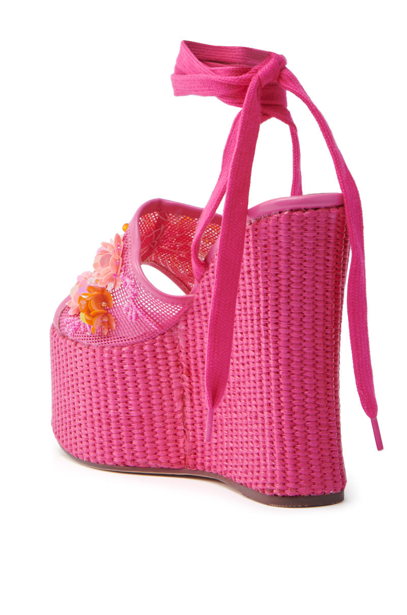 AZALEA WANG VONDA PINK WEDGE SANDAL