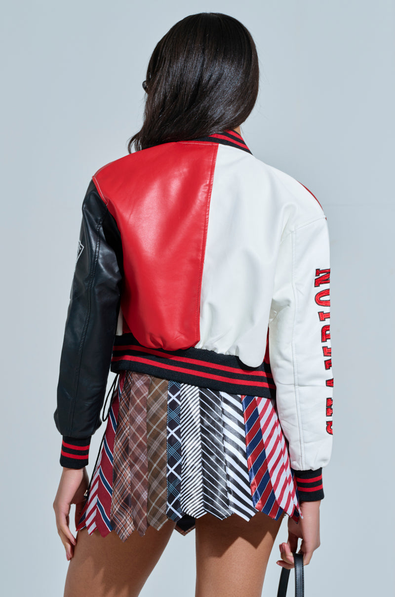 CHAMPIONS LEAGUE FAUX LEATHER BOMBER