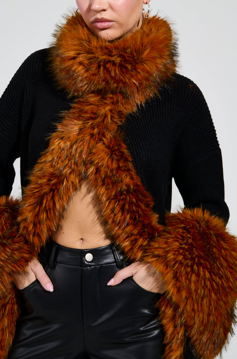 SNOWY NIGHT LONG CARDIGAN IN BLACK
