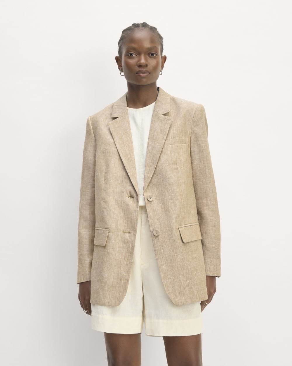 The Oversized Blazer in Linen | Cornstalk Chambray