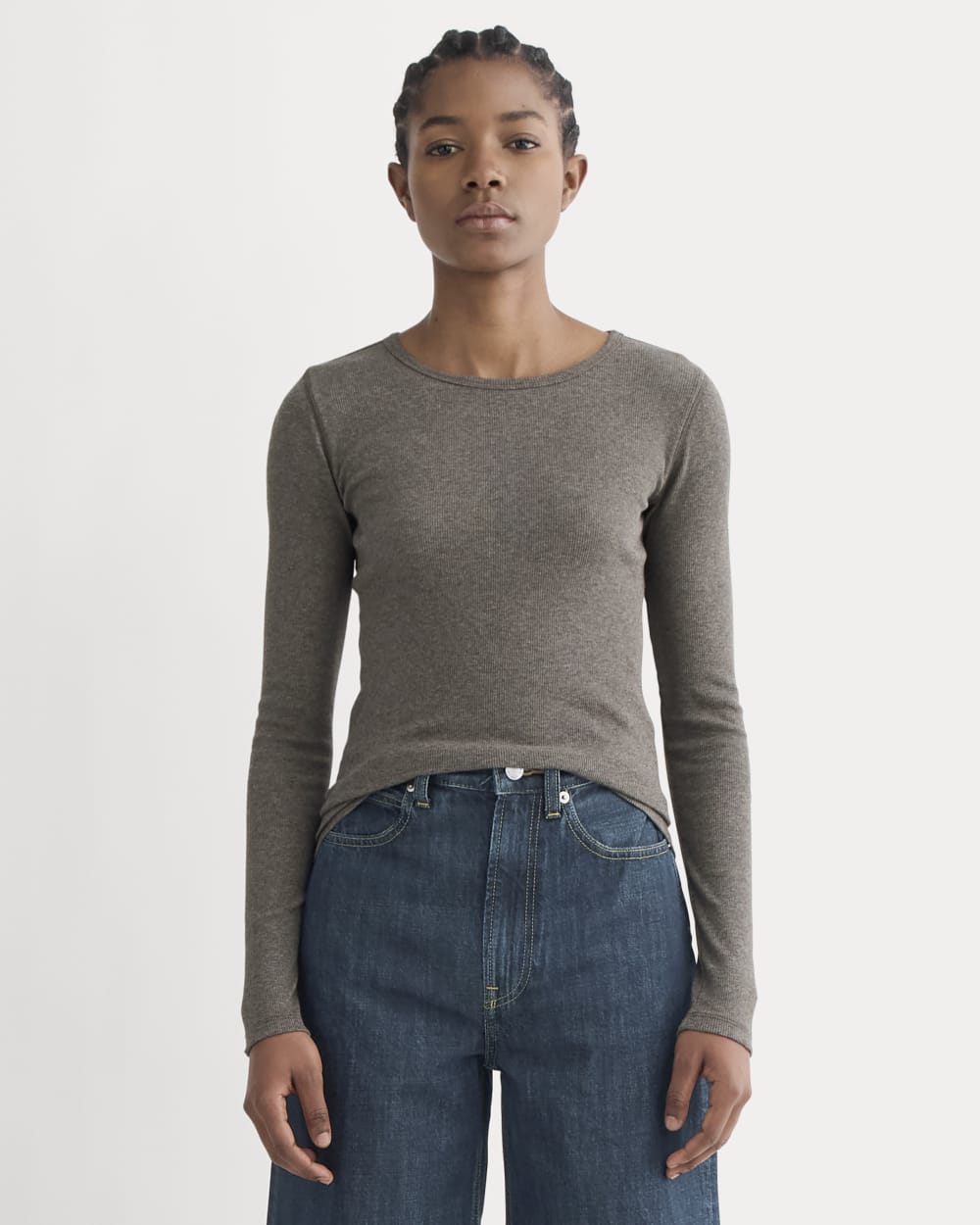 The Luxe Rib Long-Sleeve Crew | Washed Heathered Fatigue