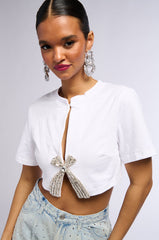 ALWAYS FRESH EMBELLISHED T SHIRT IN WHITE
