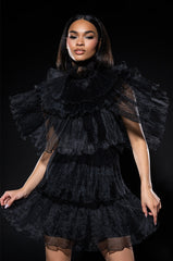 AURORA ORGANZA TIERED STATEMENT MINI DRESS