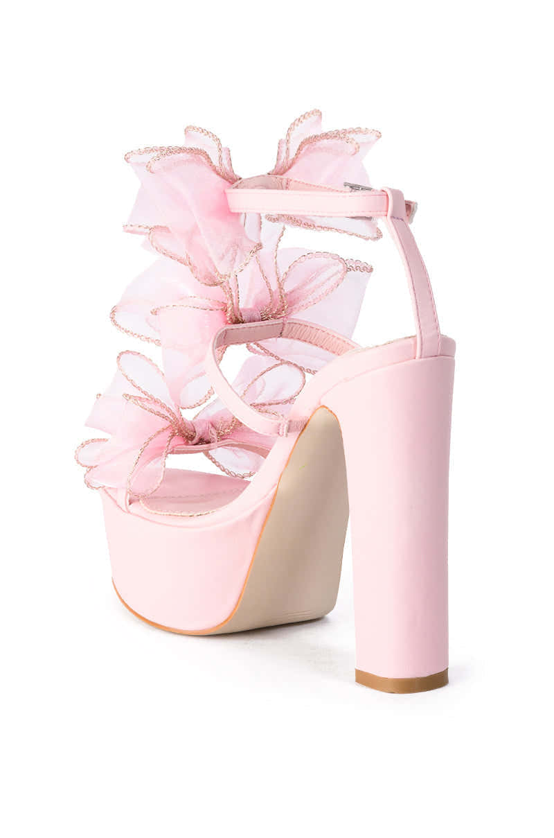 AZALEA WANG CATERINA CHUNKY SANDAL WITH BOW IN PINK