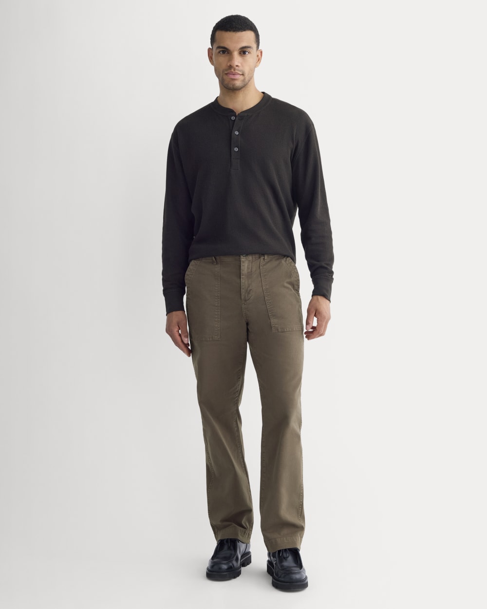 Thermal Henley in Cozy Waffle | Black