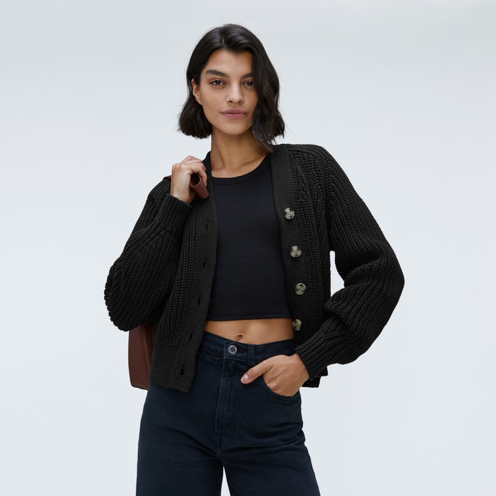 The Texture Cotton Cardigan | Black