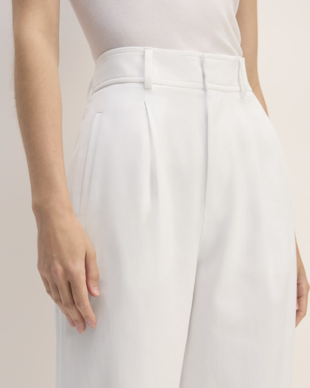 The Draper Pleated Pant in Buttersmooth | White | 30" Inseam