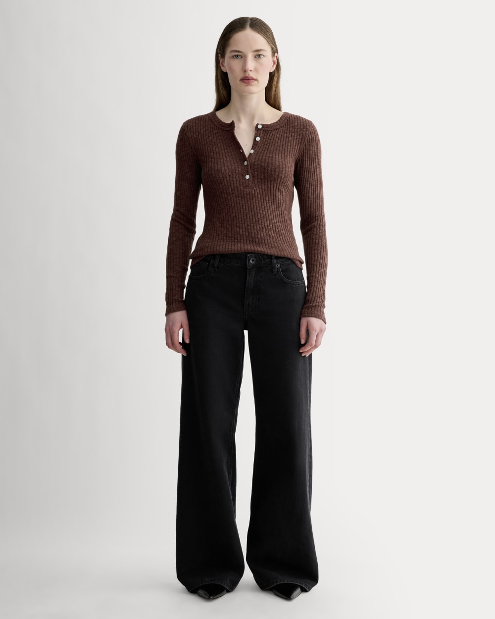 The Cozy Rib Henley | Dark Mahogany