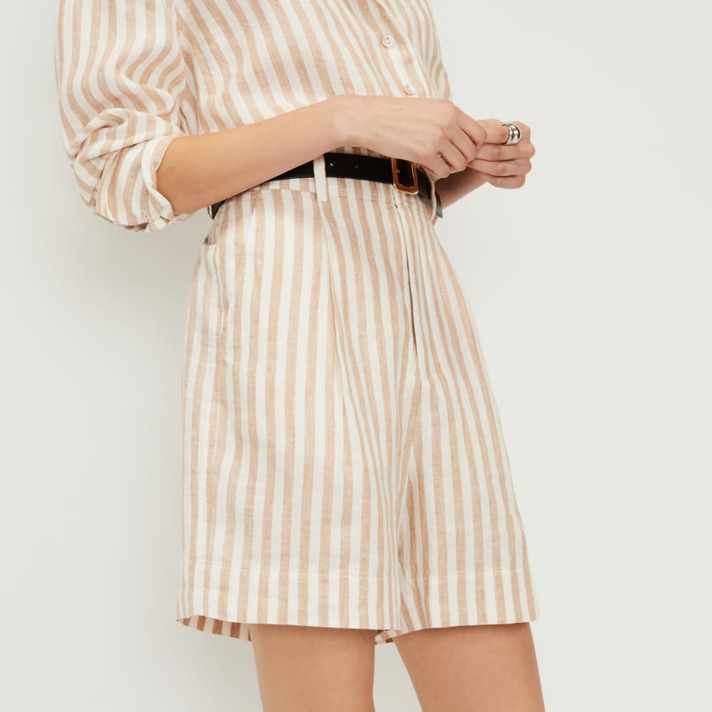 The Linen Way-High® Drape Short | Bone / Caramel
