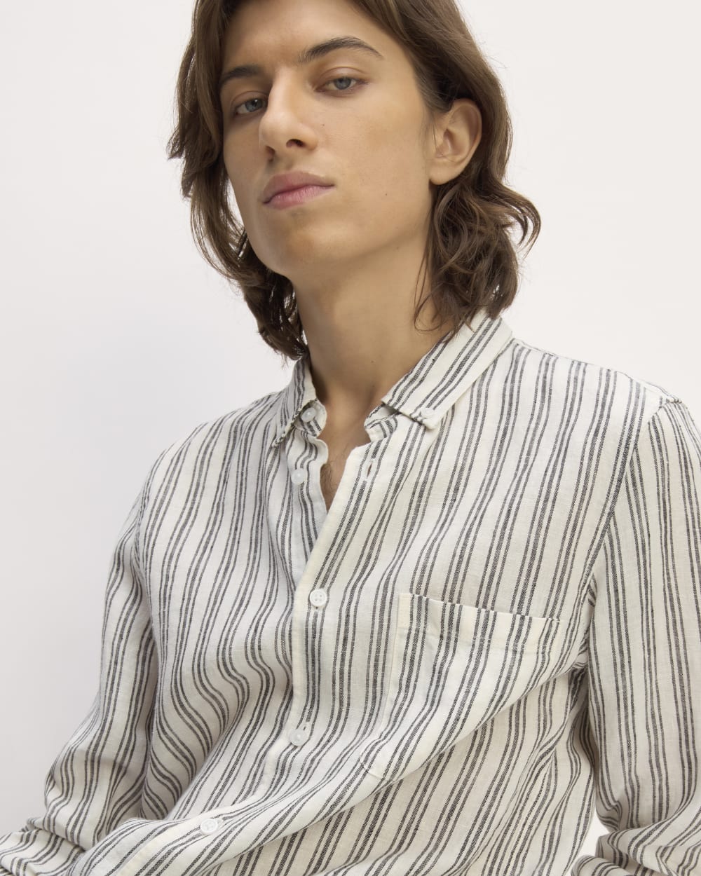 The Classic Shirt in Linen | Bone / Black