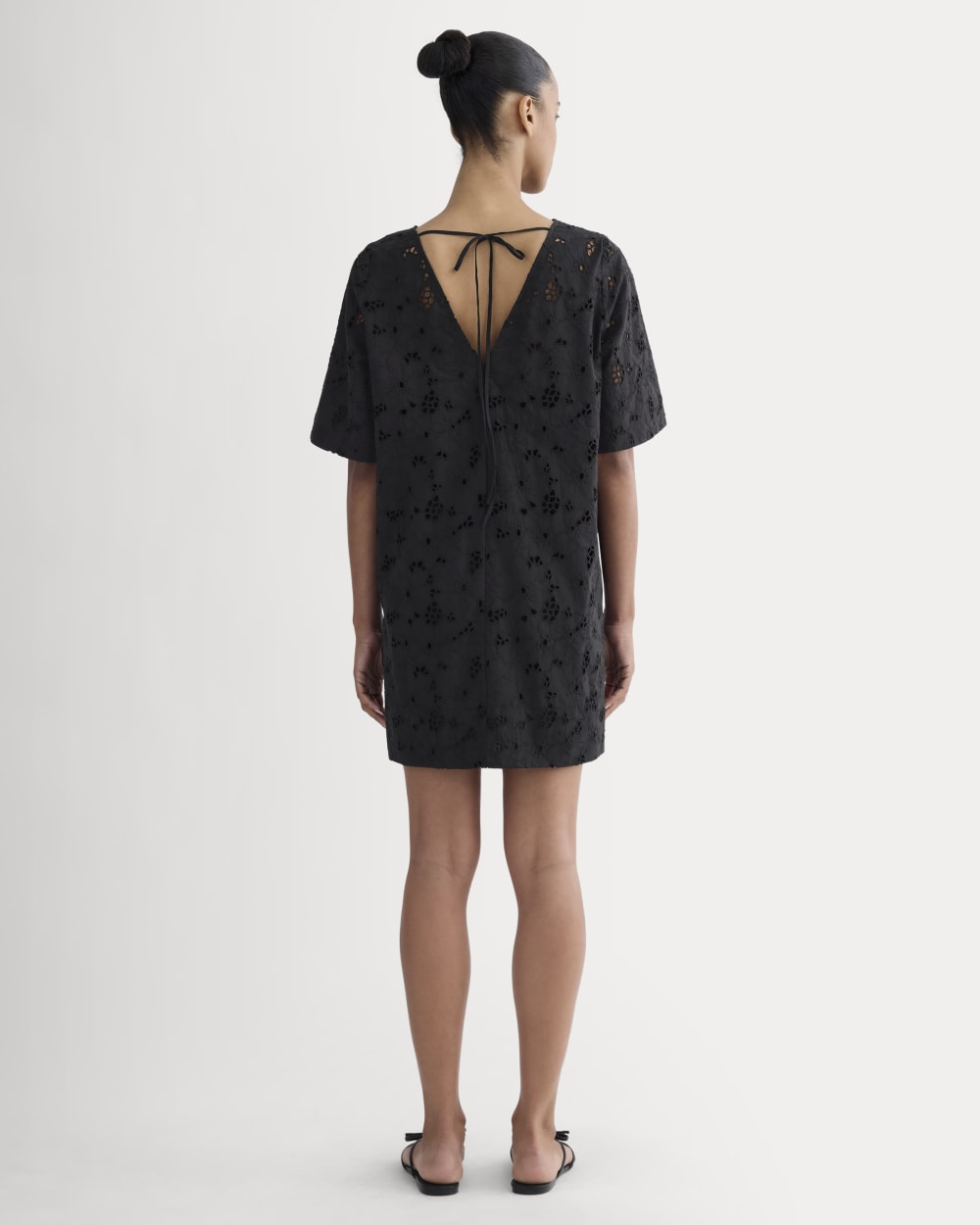 The Eyelet Mini Shift Dress | Black