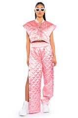 ARYA QUILTED SATIN BREAKAWAY JOGGER