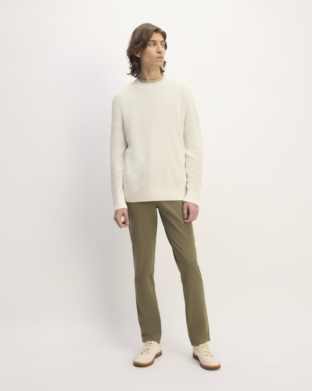 The No-Sweat Ribbed Crew | Heathered Canvas