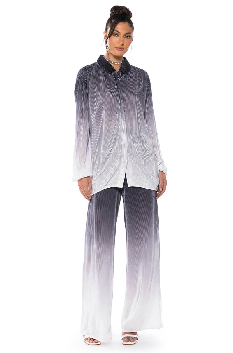 DAY TO NIGHT PLEATED SATIN WIDE LEG PANTS