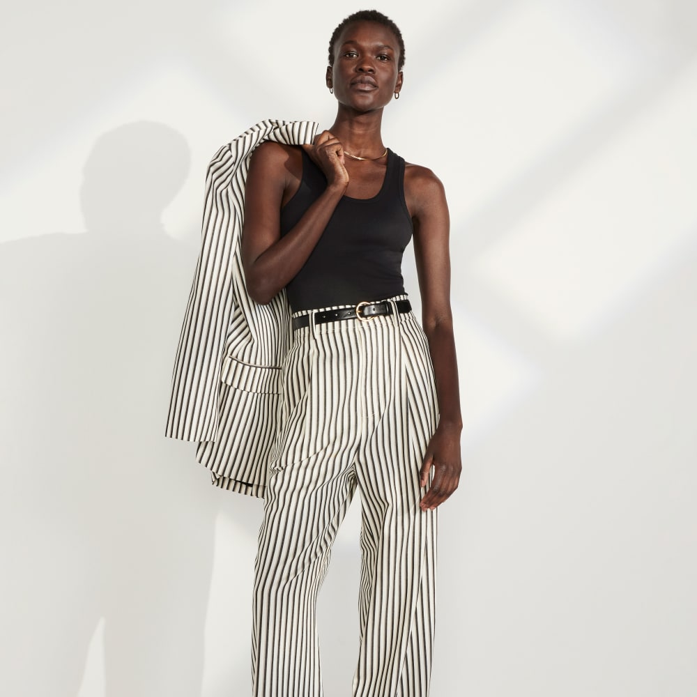 The Draper Pleated Pant in Buttersmooth | Ombre Stripe | 30" Inseam