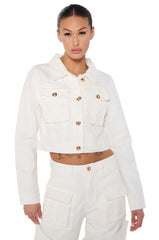 ELEVATED WHITE WASH DENIM UTILITY JACKET