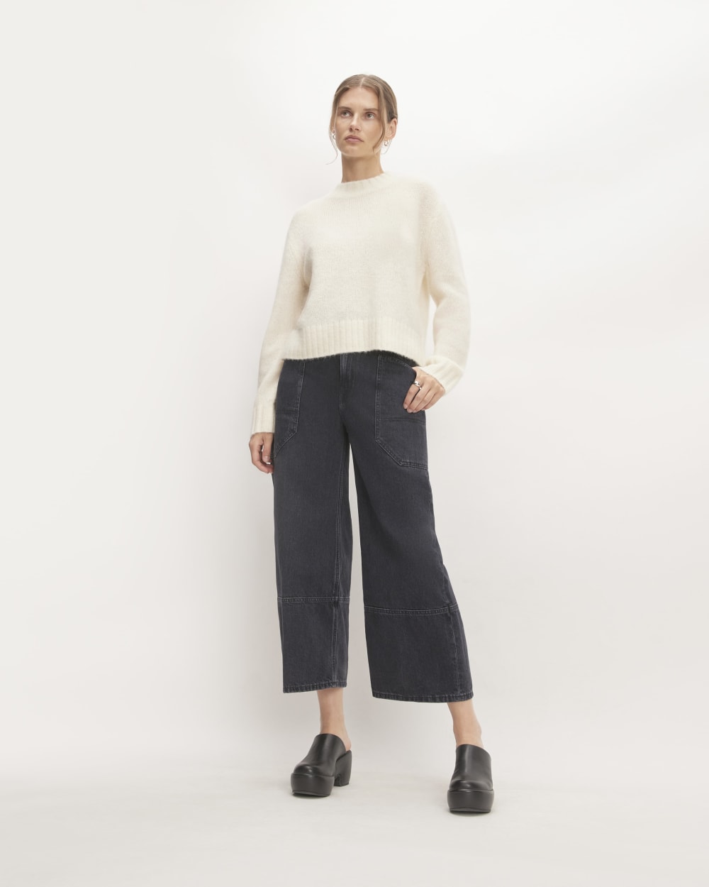 The Alpaca Cropped Crewneck Sweater | Snow