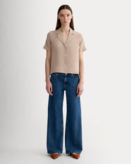 The Notch Shirt in Washable Silk | Burnt Sugar