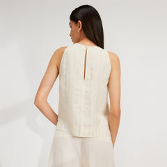 The Linen High-Neck Tank | Brazilian Sand / Canvas Tan