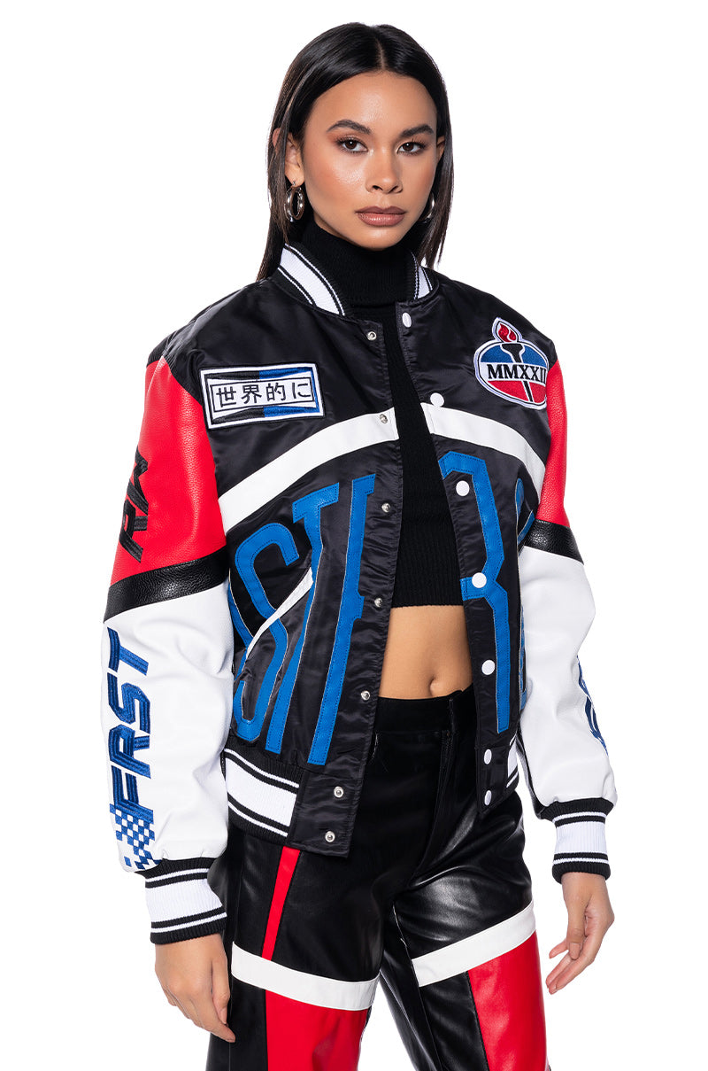 FIRST ROW OVERSIZED LEATHER BOMBER