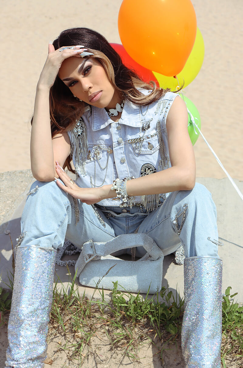 HOUDINI EMBELLISHED WIDE LEG JEAN