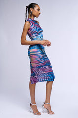 LOST IN TIME MESH MIDI DRESS