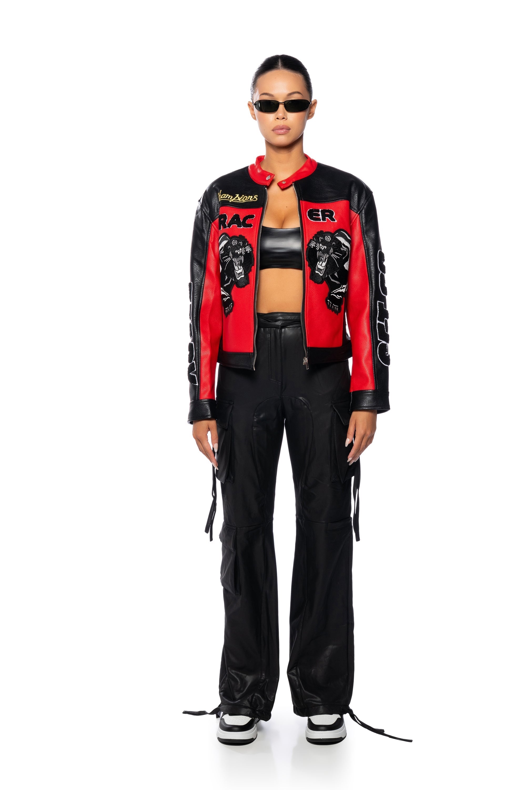 NEXT PLEASE CARGO FAUX LEATHER PANT