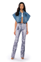 OUI MERCI CROPPED DENIM PONCHO