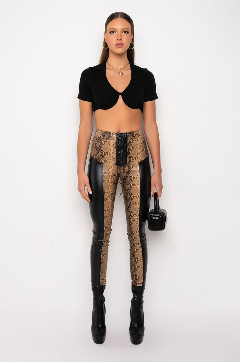 VENOM LACE UP PU TROUSER